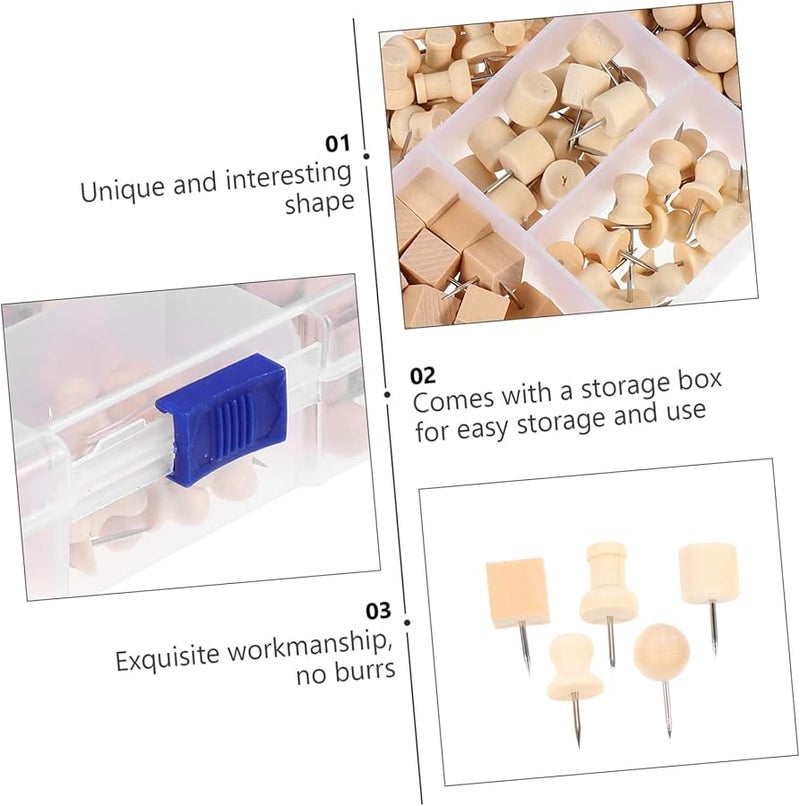 Wooden Map Push Pins Creative Elegant Bulletin Board Tacks for Office Cork Board - Image 3
